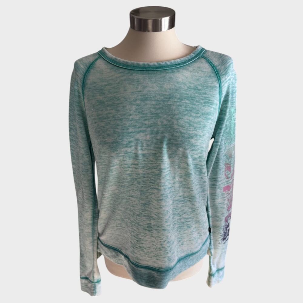 O'Neill Womens Small Cotton Polyester Pullover Lightweight Sweatshirt Blue Green